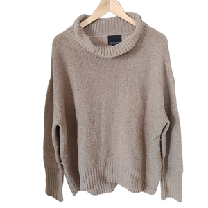Cynthia Rowley Earth Tone Brown Wool Blend Pullover Sweater Cowl Neck Size XL